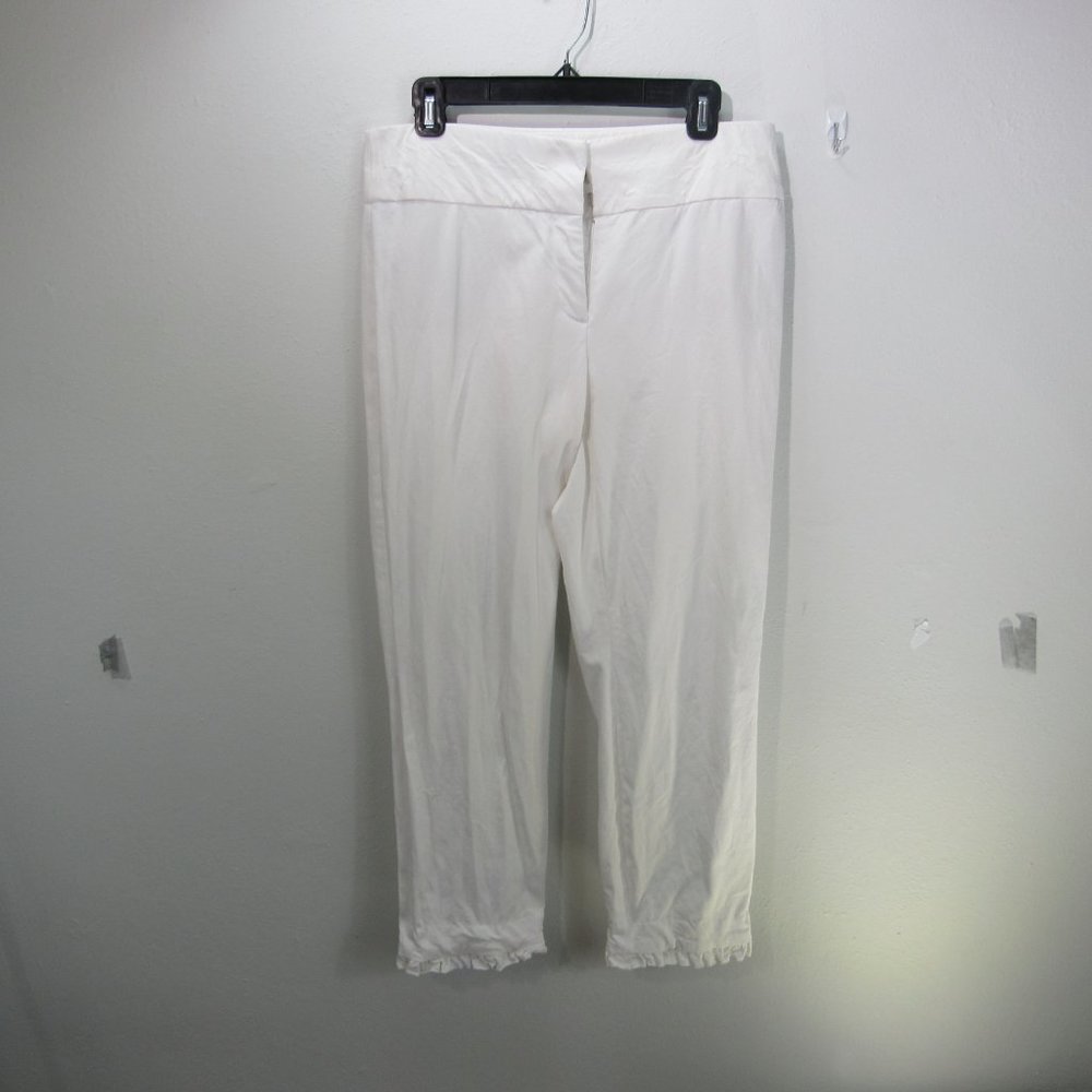 💞Alfani Womens Ruffled Slim Leg Ankle Pants White - Picture 2 of 12